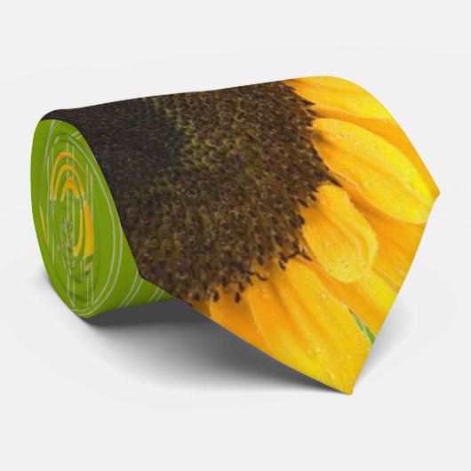 Apple Green Sunflower Wedding Stropdas Green Strip (Opgerold)