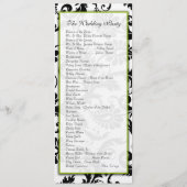 Apple Green Trim Black Damask Wedding Program Programma (Achterkant)
