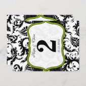 Apple Green Trim Damask Swirls Table Number Cards Briefkaart (Voorkant / Achterkant)