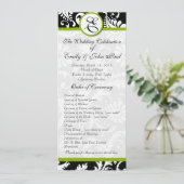 Apple Green Trim Damask Swirls Wedding Programme Programma (Staand voorkant)