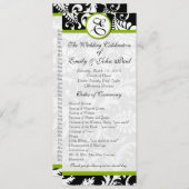 Apple Green Trim Damask Swirls Wedding Programme Programma (Voorkant / Achterkant)