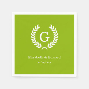Apple Green Wheat Laurel WreatInitiaal Monogram Servetten