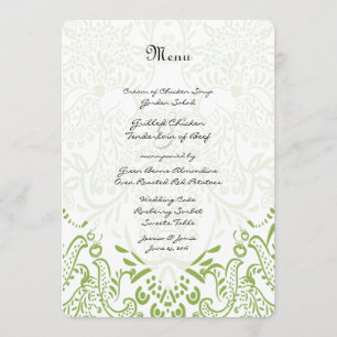 Apple Green Whimsical Bird Wedding Menu