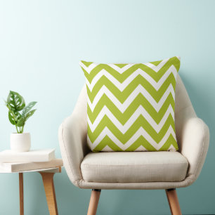 Apple Green White Chevron Zigzag Stripes Pillow Kussen