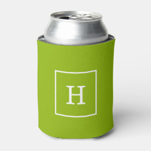 Apple Green White Initiaal Monogram Blikjeskoeler