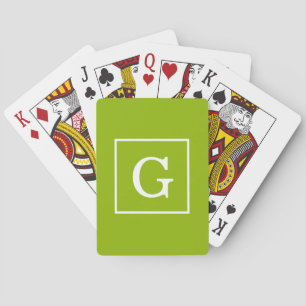 Apple Green White Initiaal Monogram Pokerkaarten