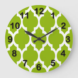 Apple Green White Moroccan Quatrefoil Pattern #4 Grote Klok