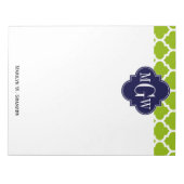 Apple Green Wt Moroccan #5 Navy 3 Initiaal Monogra Notitieblok (Voorkant)
