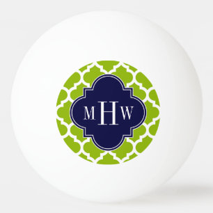 Apple Green Wt Moroccan #5 Navy 3 Initiaal Monogra Pingpongballen
