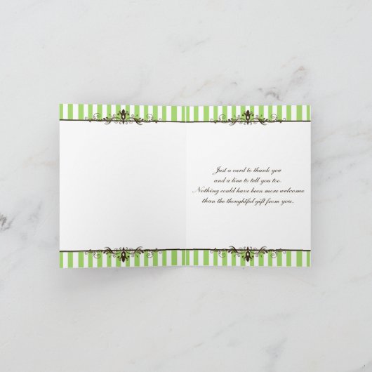 Apple Groen, Bruin, Wit Gestreept Dank u Kaart (Binnen)