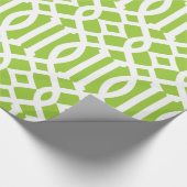Apple groen en wit trellis patroon cadeaupapier (Hoek)