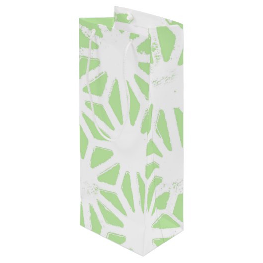 Apple groen geometrisch patroon wijn cadeautas (Achterkant Gekanteld)