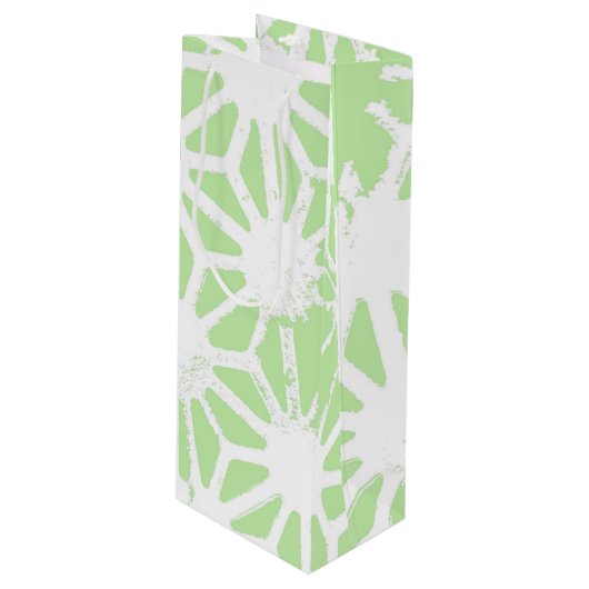 Apple groen geometrisch patroon wijn cadeautas (Voorkant Gekanteld)