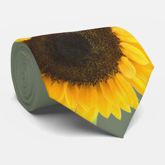 Apple Groene Zonnebloem Bruiloft Stropdas (Opgerold)