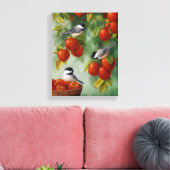 Apple Harvest Chickadees 30 "x20" Canvas Afdruk (Insitu (Woonkamer))