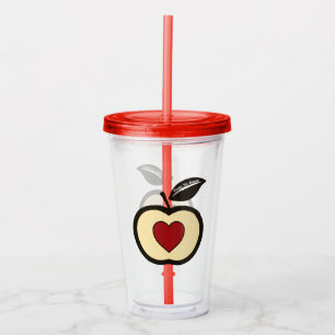 Apple & Heart Red & Black Food to Groei Logo Acryl Drinkbeker