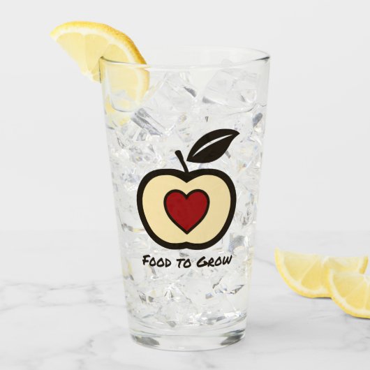 Apple & Heart Red & Black Food to Groei Logo Glas (Voorkant ijs)