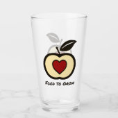 Apple & Heart Red & Black Food to Groei Logo Glas (Voorkant)