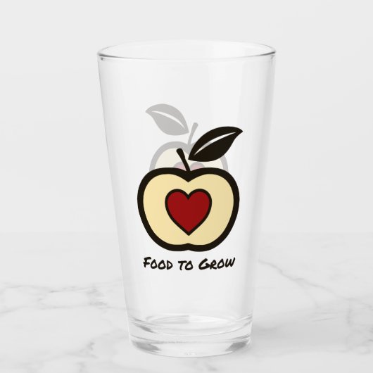 Apple & Heart Red & Black Food to Groei Logo Glas (Voorkant)