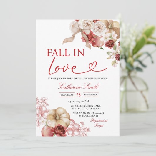 Apple Herfst in Love Pumpkin Vrijgezellenfeest Her Kaart (Staand voorkant)