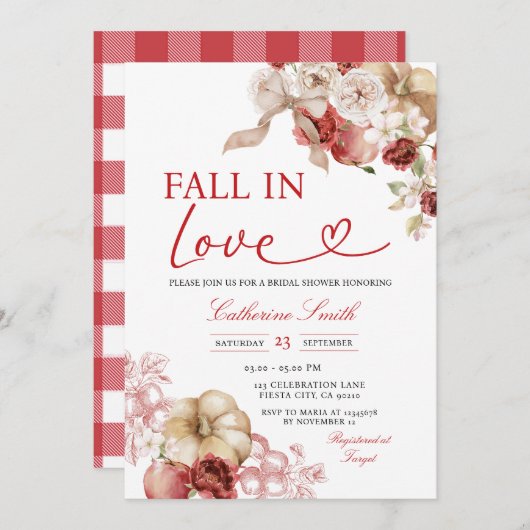 Apple Herfst in Love Pumpkin Vrijgezellenfeest Her Kaart (Voorkant / Achterkant)