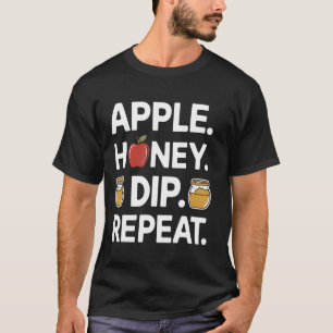 Apple Honey Dip Herhaal Grappig Rosh Hashanah Jood T-shirt