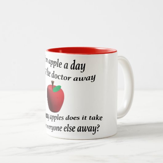 Apple houdt per dag de dokter weg tweekleurige koffiemok (Voorkant rechts)