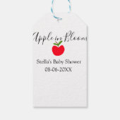 Apple in bloom baby shower red apple name date cadeaulabel (Achterkant)