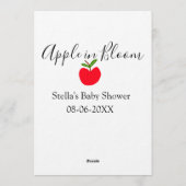Apple in bloom baby shower red apple name date  kaart (Achterkant)