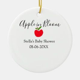 Apple in bloom baby shower red apple name date  keramisch ornament