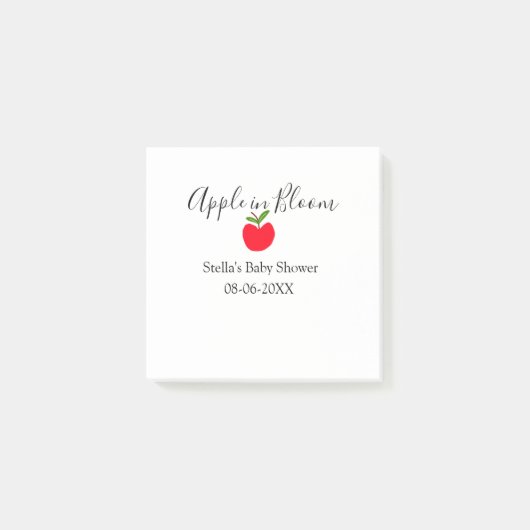 Apple in bloom baby shower red apple name date post-it® notes (Voorkant)