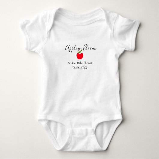 Apple in bloom baby shower red apple name date romper (Voorkant)