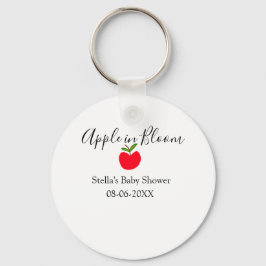 Apple in bloom baby shower red apple name date  sleutelhanger