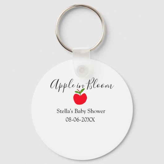 Apple in bloom baby shower red apple name date  sleutelhanger (Voorkant)