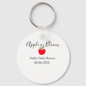 Apple in bloom baby shower red apple name date  sleutelhanger (Achterkant)