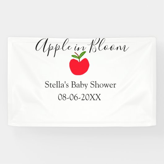 Apple in bloom baby shower red apple name date  spandoek (Horizontaal)