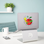 Apple invader sticker (Laptop op bureau)