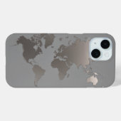 Apple iPhone Case Wereldkaart Travel Silver Grey (Achterkant (horizontaal))