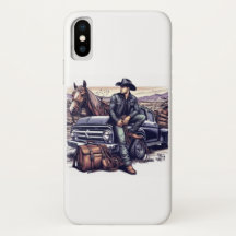 Apple IPhone Hoesje aanpassen Cowboy met een pick-