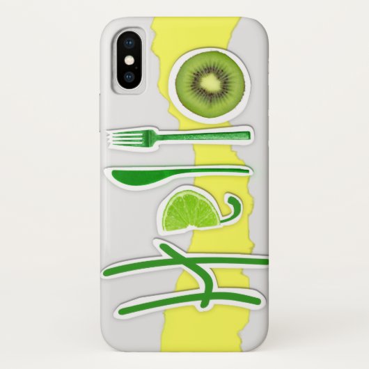 Apple iPhone X Telefoon Case Green Yellow Hallo Fu (Achterkant)
