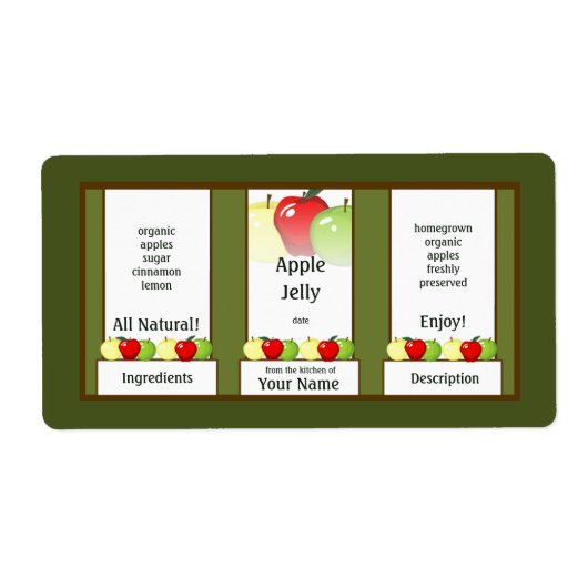 Apple Jelly Canning Jar Label (Voorkant)