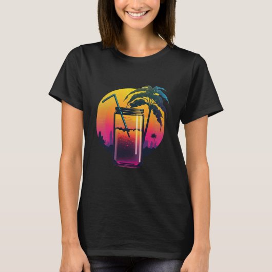 Apple Juice Synthwave 80s Retrowave Aesthetic T-shirt (Voorkant)