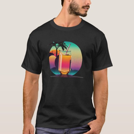 Apple Juice Synthwave 80s Retrowave Aesthetic T-shirt (Voorkant)