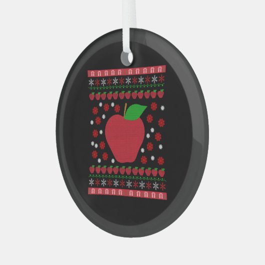 Apple Kerstmis Glas Ornament (Voorkant links)