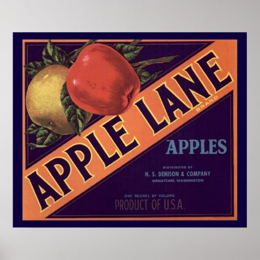 Apple Lane Brand Crate Label Poster (Voorkant)