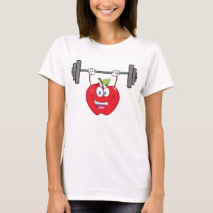 Apple Lifting Gewichten Fitness Fruit Karakter T-shirt