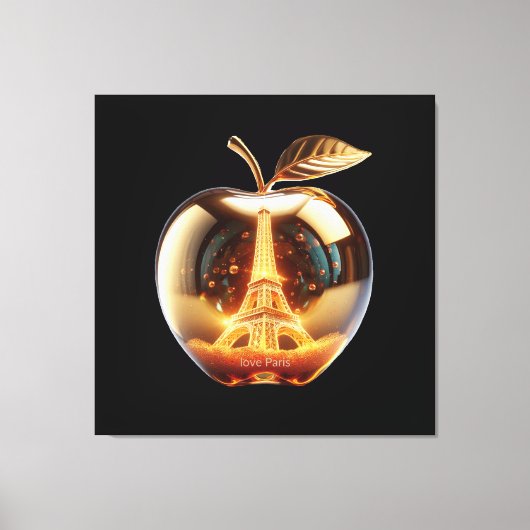 Apple Love Paris Canvas Afdruk (Voorkant)