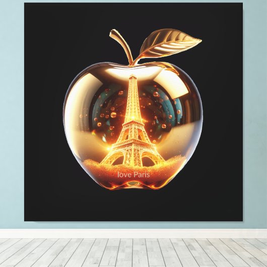Apple Love Paris Canvas Afdruk (Insitu (Houten vloer))