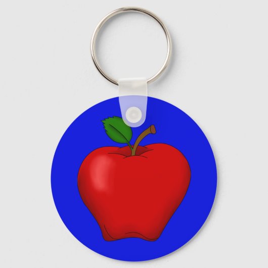 Apple met Blue Background Sleutelhanger (Voorkant)