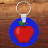 Apple met Blue Background Sleutelhanger (Voorkant)